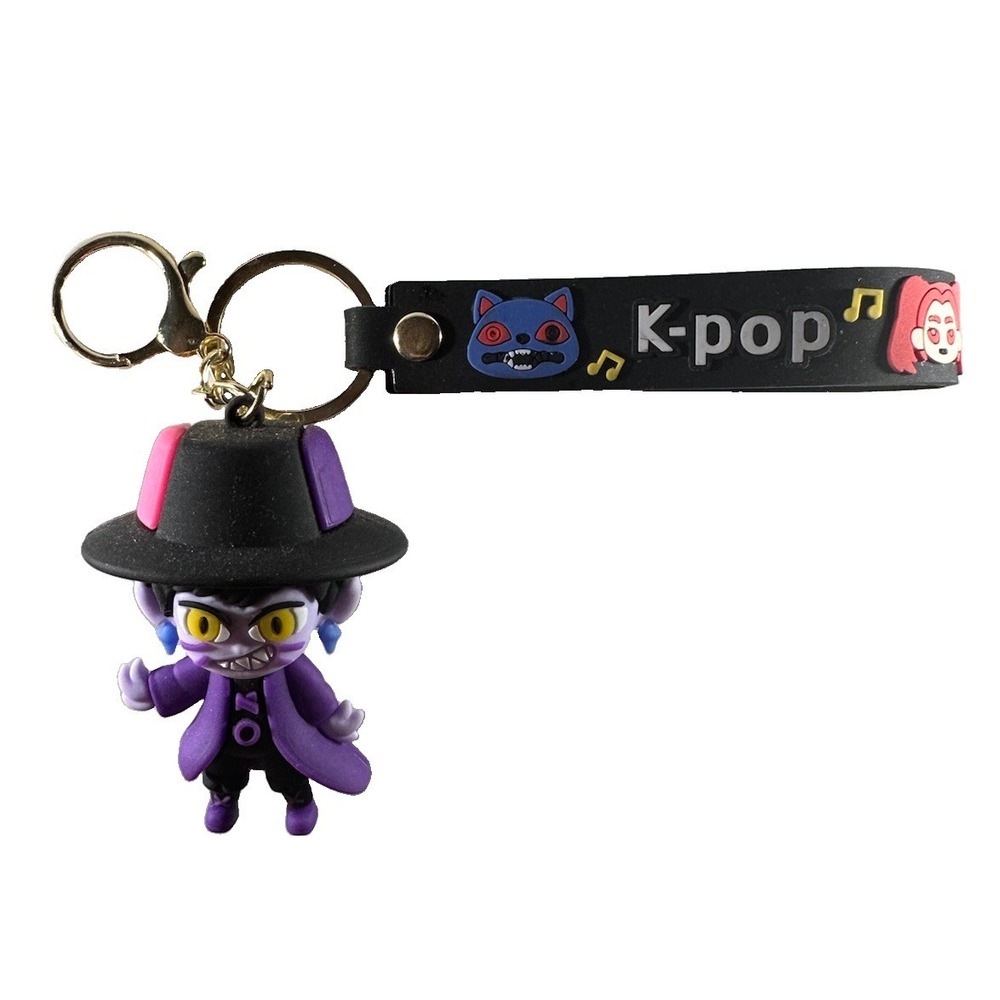 K-Pop Demon Hunters Jinu PVC keychain playful purple suit character wrist strap
